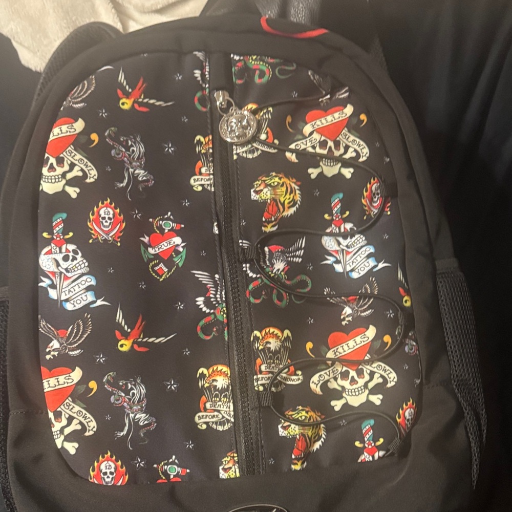 Black Tattoo Print Backpack